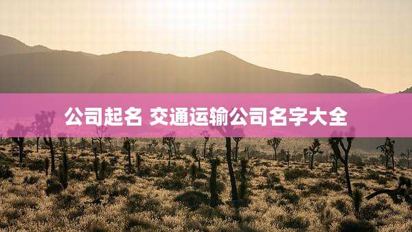 公司起名 交通运输公司名字大全