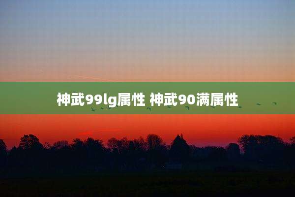 神武99lg属性 神武90满属性