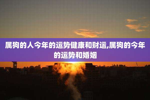 属狗的人今年的运势健康和财运,属狗的今年的运势和婚姻