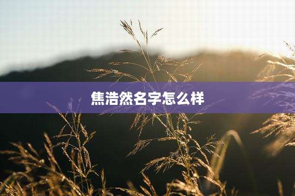 焦浩然名字怎么样