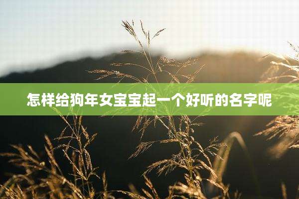 怎样给狗年女宝宝起一个好听的名字呢