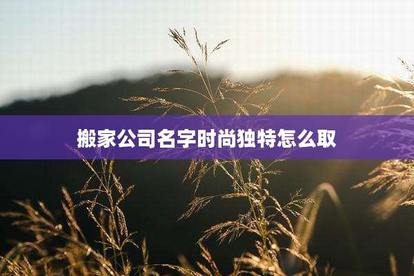 搬家公司名字时尚独特怎么取