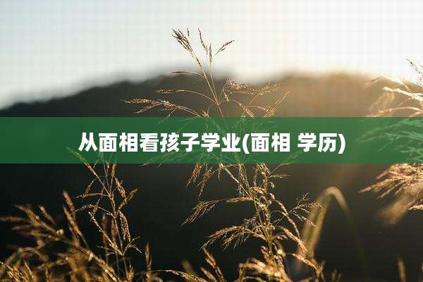 从面相看孩子学业(面相 学历)