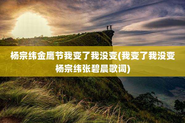 杨宗纬金鹰节我变了我没变(我变了我没变杨宗纬张碧晨歌词)