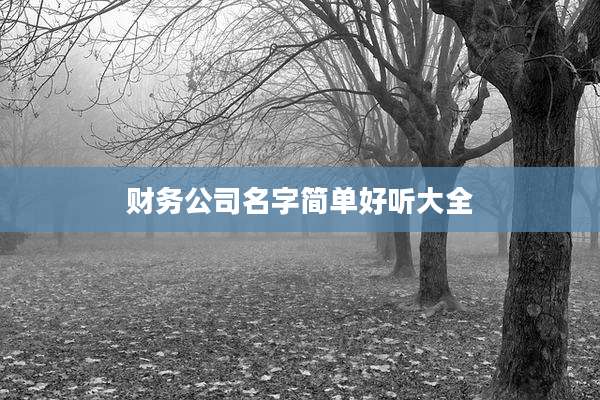 财务公司名字简单好听大全