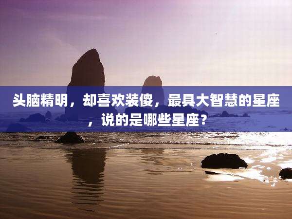 头脑精明,却喜欢装傻,最具大智慧的星座,说的是哪些星座?