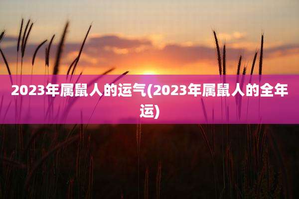 2023年属鼠人的运气(2023年属鼠人的全年运)