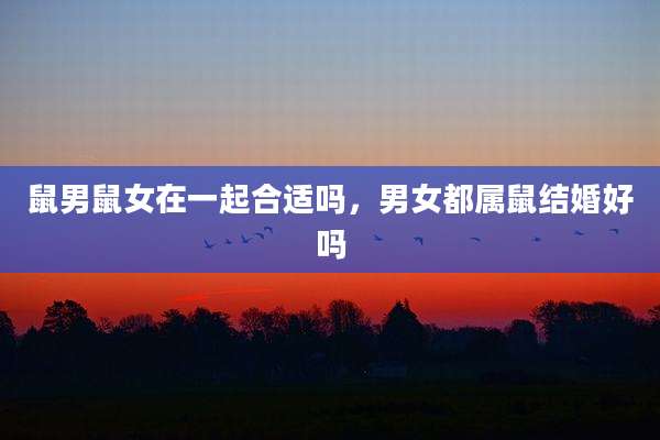 鼠男鼠女在一起合适吗，男女都属鼠结婚好吗