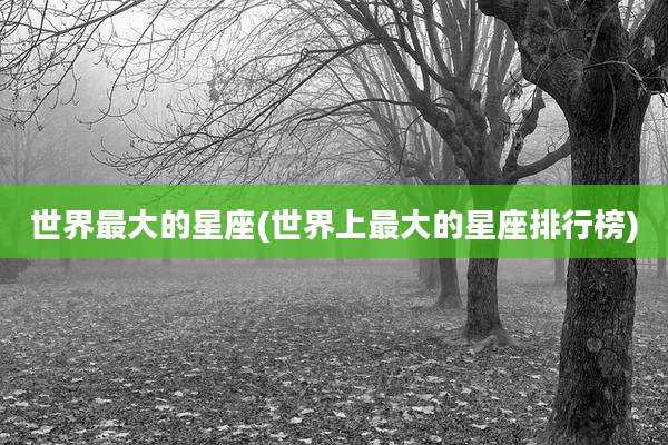 世界最大的星座(世界上最大的星座排行榜)