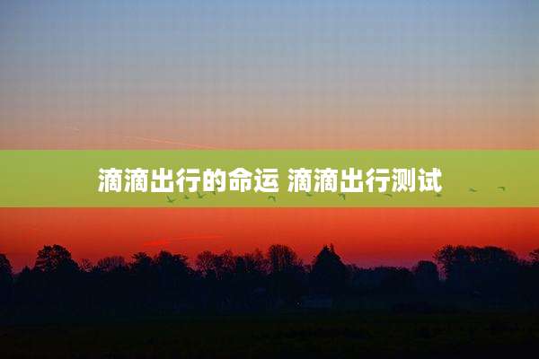 滴滴出行的命运 滴滴出行测试