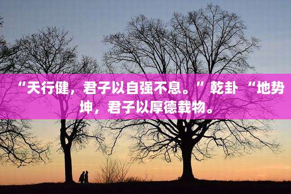 “天行健，君子以自强不息。”乾卦 “地势坤，君子以厚德载物。