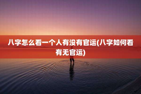 八字怎么看一个人有没有官运(八字如何看有无官运)