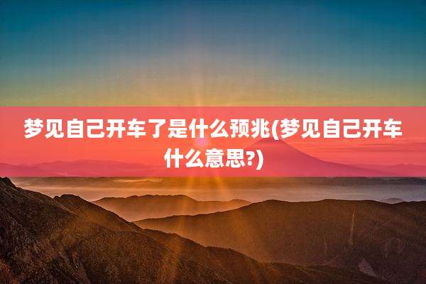 梦见自己开车了是什么预兆(梦见自己开车什么意思?)