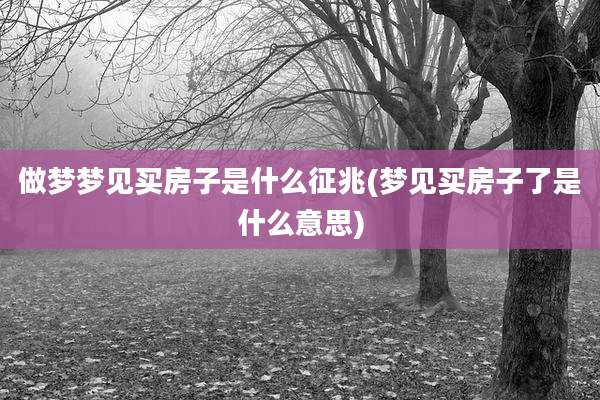 做梦梦见买房子是什么征兆(梦见买房子了是什么意思)