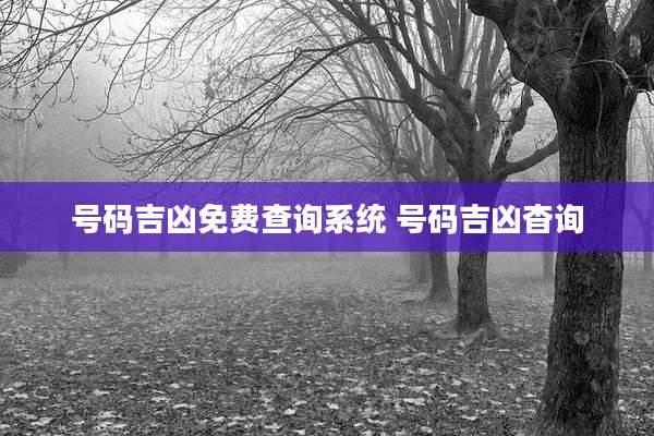 号码吉凶免费查询系统 号码吉凶杳询