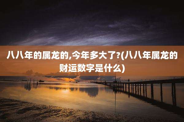 八八年的属龙的,今年多大了?(八八年属龙的财运数字是什么)