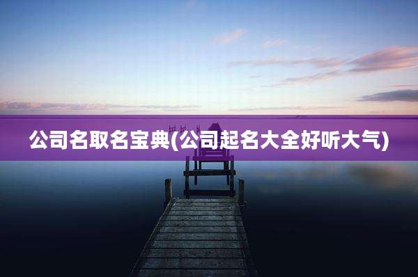 公司名取名宝典(公司起名大全好听大气)
