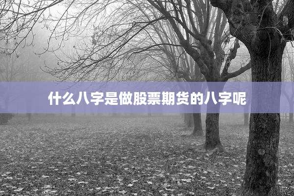 什么八字是做股票期货的八字呢