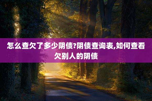 怎么查欠了多少阴债?阴债查询表,如何查看欠别人的阴债
