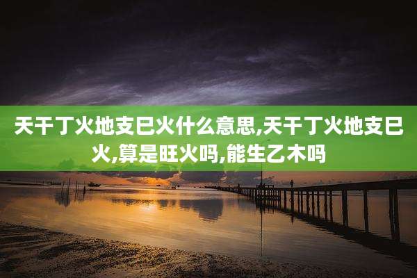 天干丁火地支巳火什么意思,天干丁火地支巳火,算是旺火吗,能生乙木吗