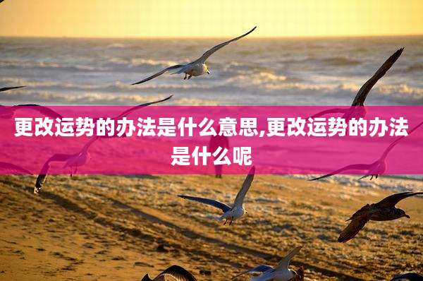 更改运势的办法是什么意思,更改运势的办法是什么呢