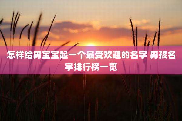 怎样给男宝宝起一个最受欢迎的名字 男孩名字排行榜一览