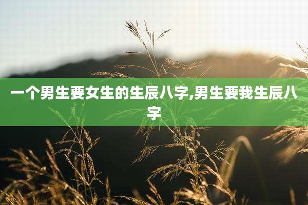 一个男生要女生的生辰八字,男生要我生辰八字