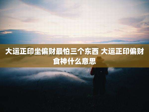 大运正印坐偏财最怕三个东西 大运正印偏财食神什么意思