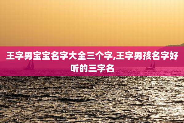 王字男宝宝名字大全三个字,王字男孩名字好听的三字名