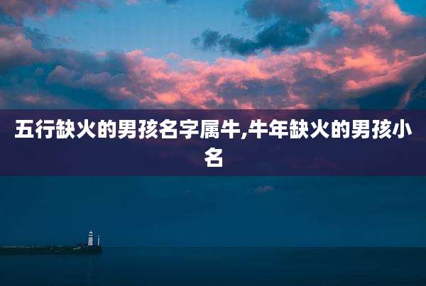 五行缺火的男孩名字属牛,牛年缺火的男孩小名