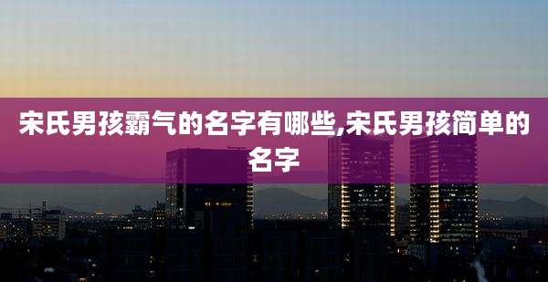 宋氏男孩霸气的名字有哪些,宋氏男孩简单的名字