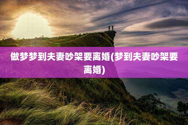 做梦梦到夫妻吵架要离婚(梦到夫妻吵架要离婚)