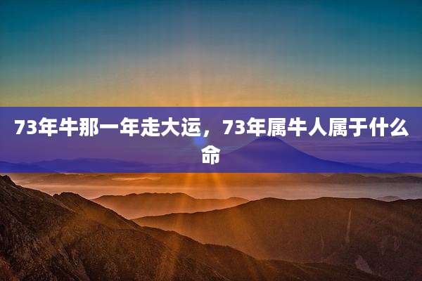 73年牛那一年走大运，73年属牛人属于什么命