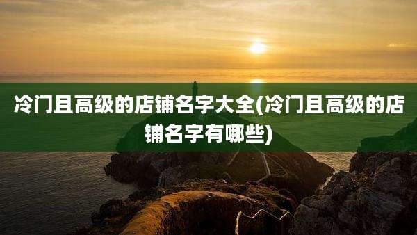 冷门且高级的店铺名字大全(冷门且高级的店铺名字有哪些)