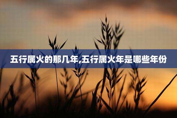 五行属火的那几年,五行属火年是哪些年份