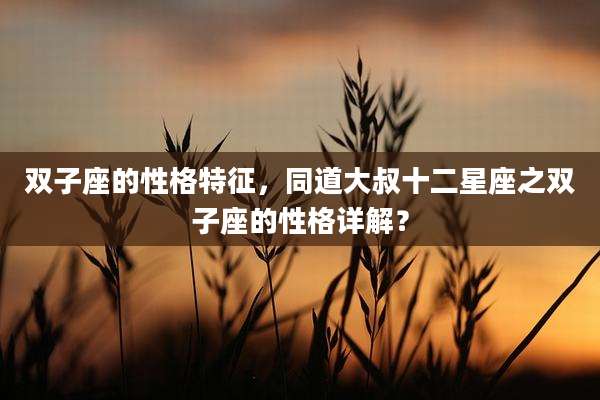 双子座的性格特征,同道大叔十二星座之双子座的性格详解?