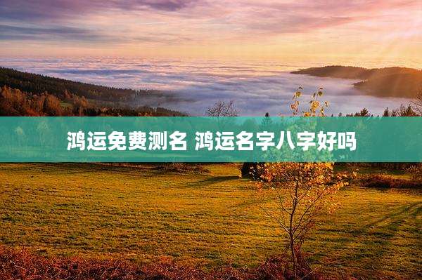 鸿运免费测名 鸿运名字八字好吗