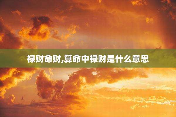 禄财命财,算命中禄财是什么意思