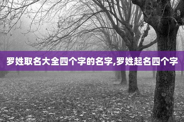 罗姓取名大全四个字的名字,罗姓起名四个字