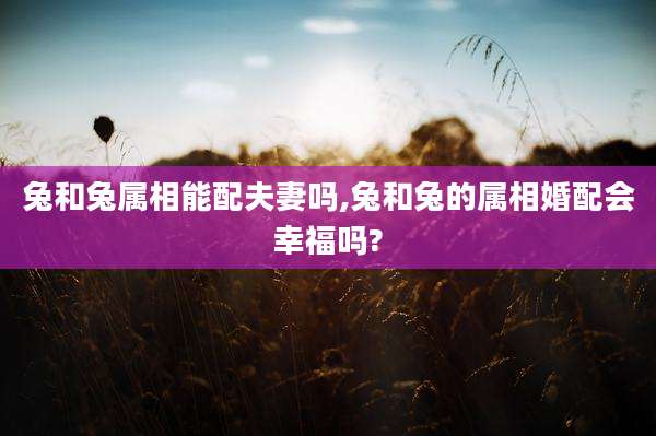 兔和兔属相能配夫妻吗,兔和兔的属相婚配会幸福吗?