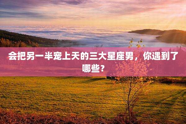 会把另一半宠上天的三大星座男，你遇到了哪些？