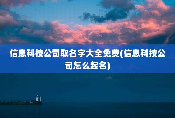 信息科技公司取名字大全免费(信息科技公司怎么起名)