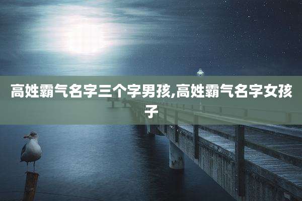 高姓霸气名字三个字男孩,高姓霸气名字女孩子