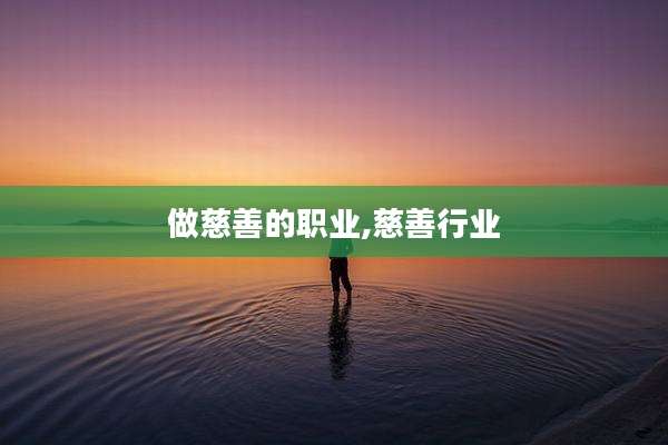 做慈善的职业,慈善行业
