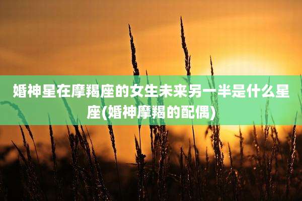 婚神星在摩羯座的女生未来另一半是什么星座(婚神摩羯的配偶)