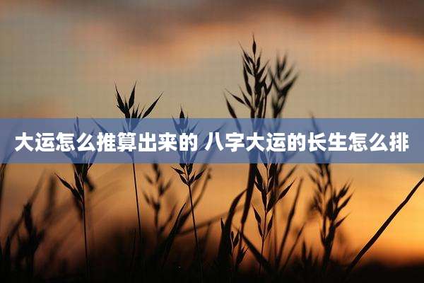 大运怎么推算出来的 八字大运的长生怎么排