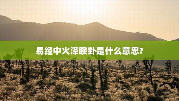 易经中火泽睽卦是什么意思?