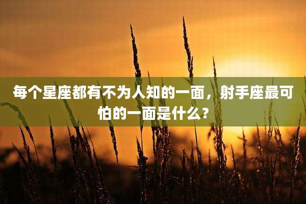 每个星座都有不为人知的一面，射手座最可怕的一面是什么？