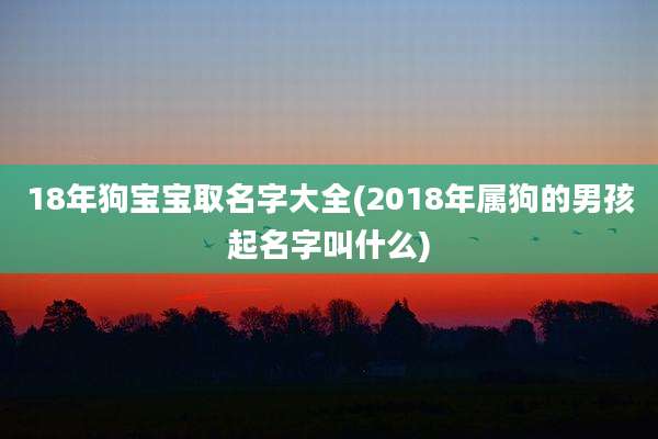 18年狗宝宝取名字大全(2018年属狗的男孩起名字叫什么)