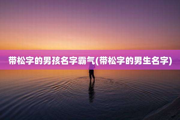带松字的男孩名字霸气(带松字的男生名字)